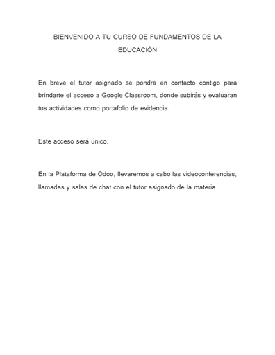 BIENVENIDO A TU CURSO DE FUNDAMENTOS DE LA EDUCACIÓN